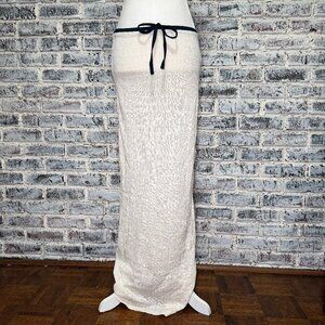 NWT PLT Boho Textured Knit Crochet Gypsy Hippie Maxi Skirt Cream Black Size 8